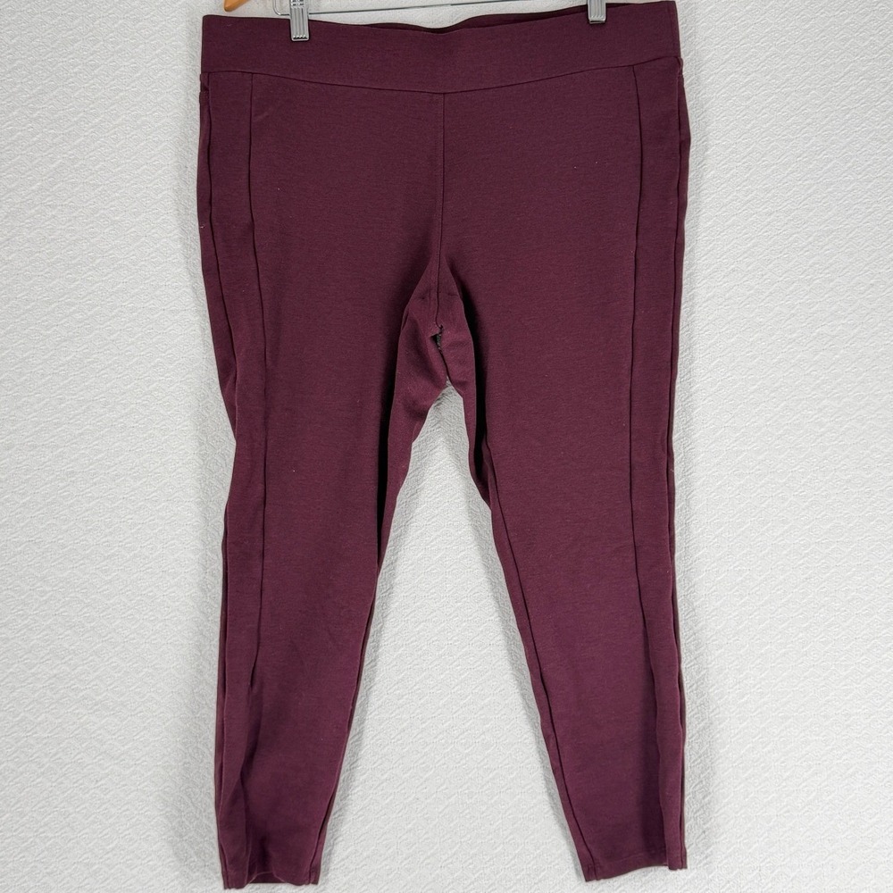 LOFT Plus Burgundy Ponte Leggings High Rise Seam Detail Size 22 Maroon 481600